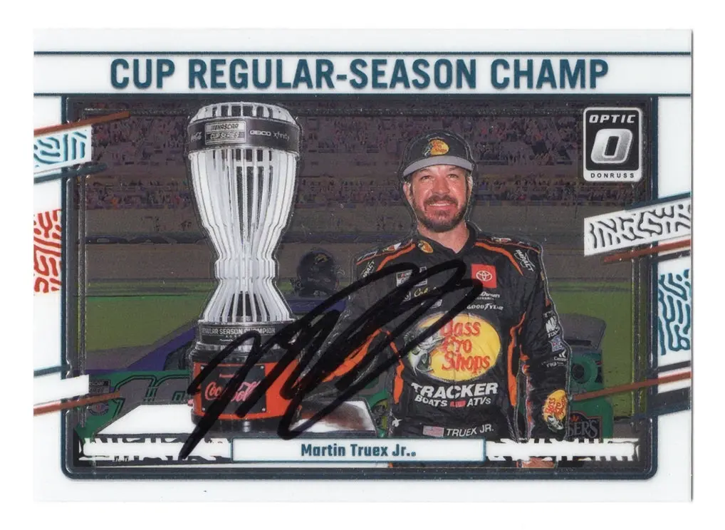 Autographed Martin Truex Jr. 2024 Donruss Optic Racing Cup Regular Season Champ Signed Nascar Collectible Trading Card With Coa 1