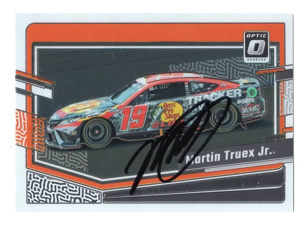 Autographed Martin Truex Jr. 2024 Donruss Optic Racing Final Season (#19 Bass Pro Car) Signed Nascar Collectible Trading Card With Coa 1