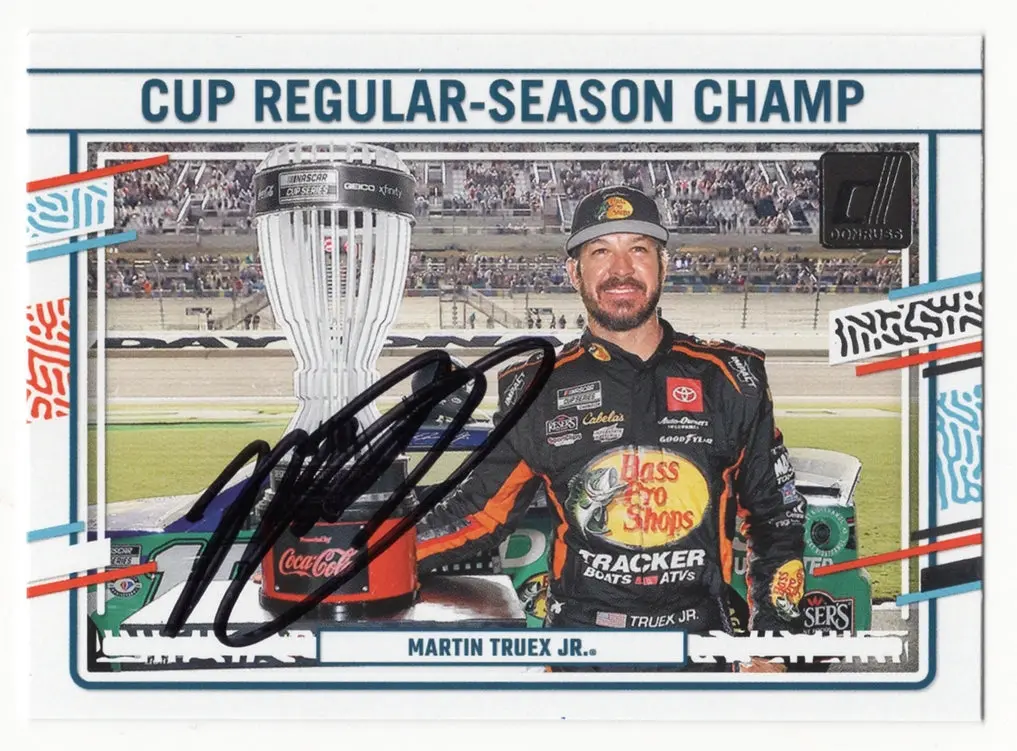 Autographed Martin Truex Jr. 2024 Donruss Racing Cup Regular Season Champ Signed Nascar Collectible Trading Card With Coa 1
