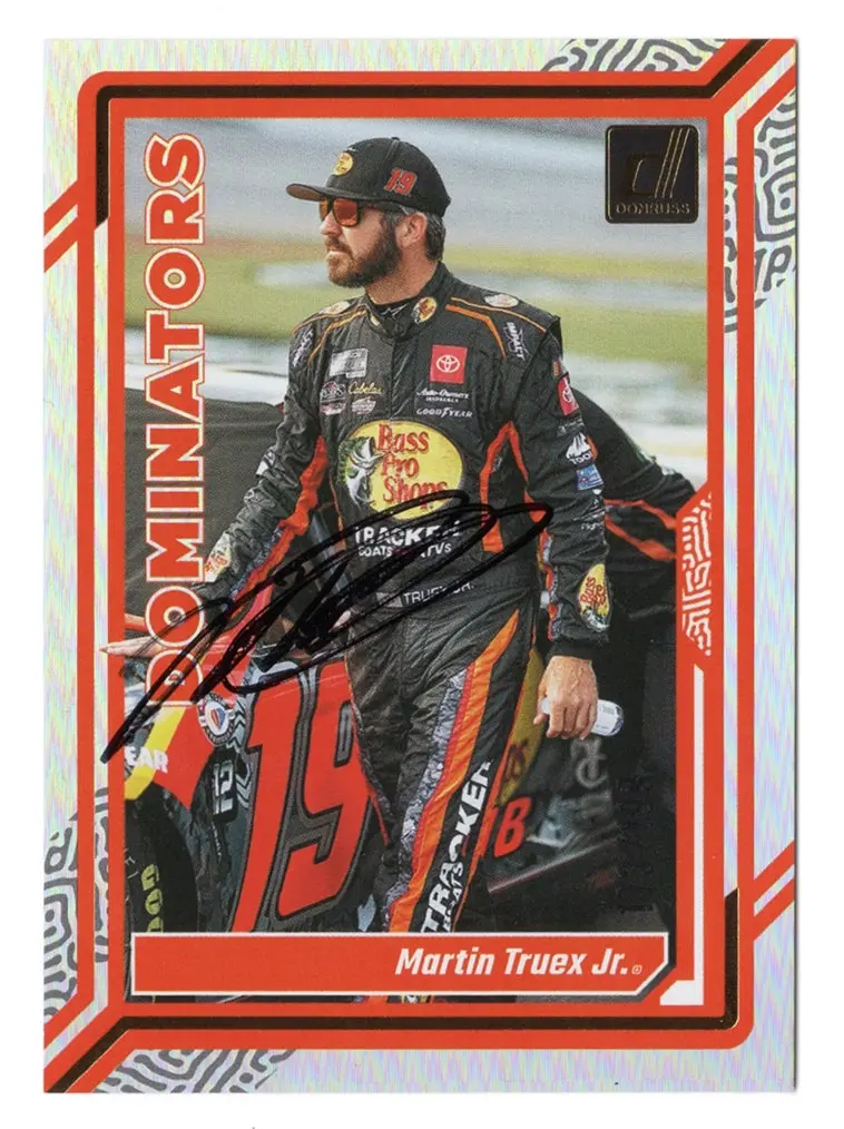Autographed Martin Truex Jr. 2024 Donruss Racing #173/199 Dominators (Silver Parallel) Insert Signed Nascar Collectible Trading Card With Coa 1