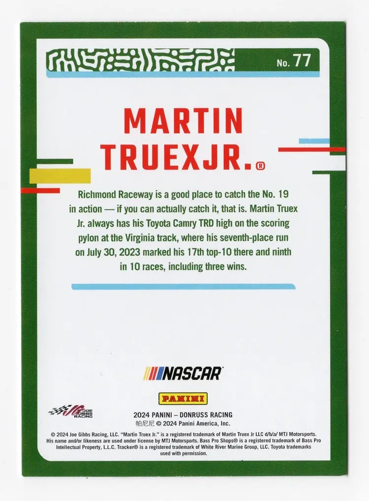 Autographed Martin Truex Jr. 2024 Donruss Racing Final Season (#19 Bass Pro Car) Signed Nascar Collectible Trading Card With Coa 2