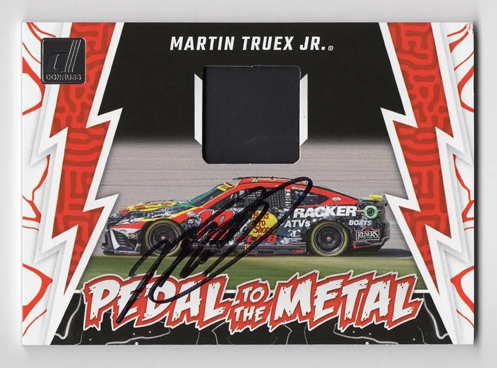 Autographed Martin Truex Jr. 2024 Donruss Racing Pedal To The Metal (Race-Used Sheet Metal) Signed Nascar Collectible Trading Card With Coa 1