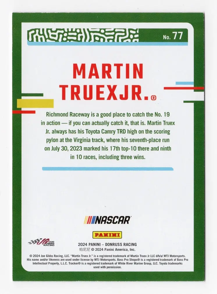 Autographed Martin Truex Jr. 2024 Donruss Racing #48/99 Purple Parallel Insert Signed Nascar Collectible Trading Card With Coa 2