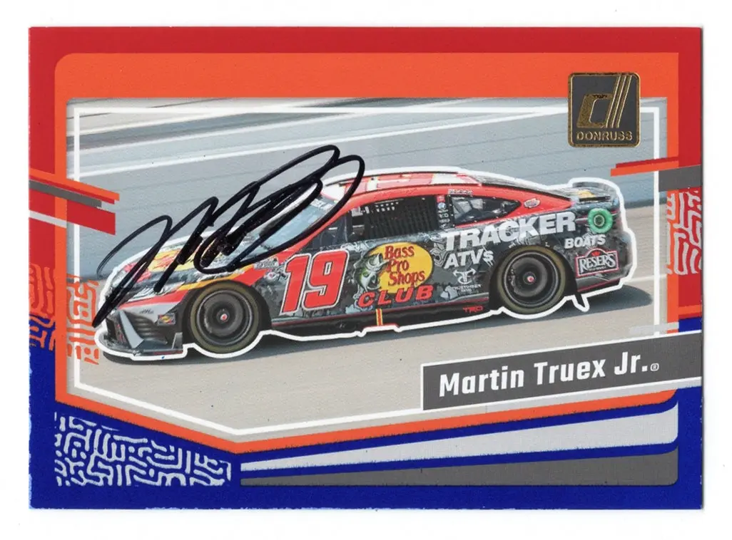 Autographed Martin Truex Jr. 2024 Donruss Racing Red & Blue Parallel Insert Signed Nascar Collectible Trading Card With Coa 1