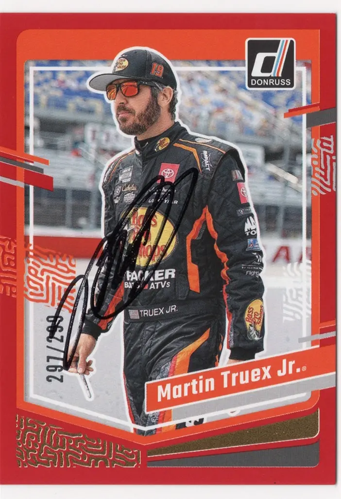 Autographed Martin Truex Jr. 2024 Donruss Racing #297/299 Red Parallel Insert Signed Nascar Collectible Trading Card With Coa 1
