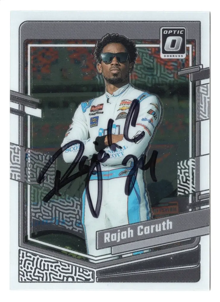 Autographed Rajah Caruth 2023 Donruss Optic Racing (Truck Series Driver) Signed Nascar Collectible Trading Card With Coa 1