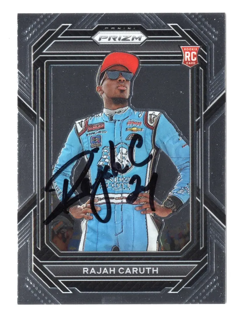 Autographed Rajah Caruth 2023 Panini Prizm Racing Official Rookie Card (Truck Series) Signed Nascar Collectible Trading Card With Coa 1
