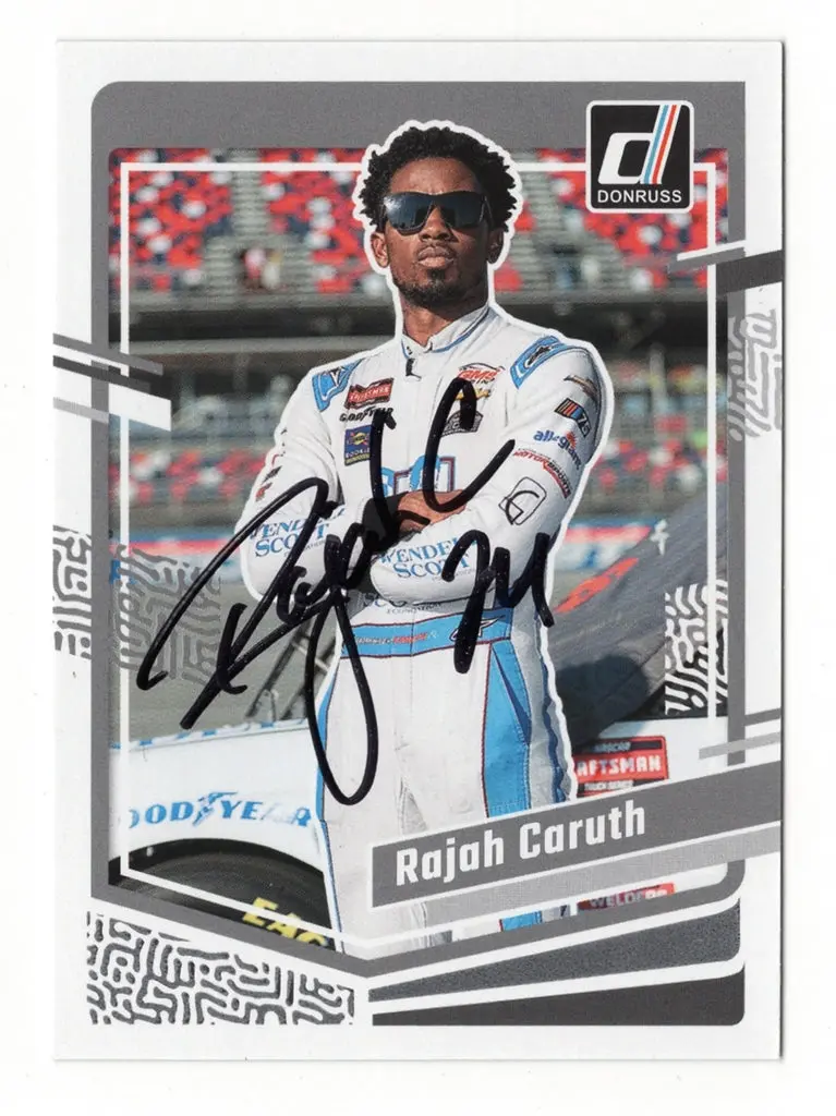 Autographed Rajah Caruth 2024 Donruss Racing Gray Parallel Insert Signed Nascar Collectible Trading Card With Coa 1