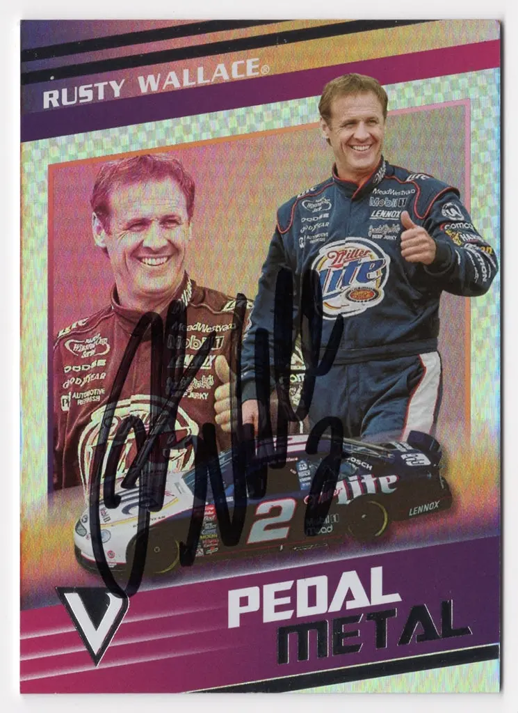 Autographed Rusty Wallace 2023 Panini Chronicles Racing Pedal To The Metal Signed Nascar Collectible Trading Card With Coa 1
