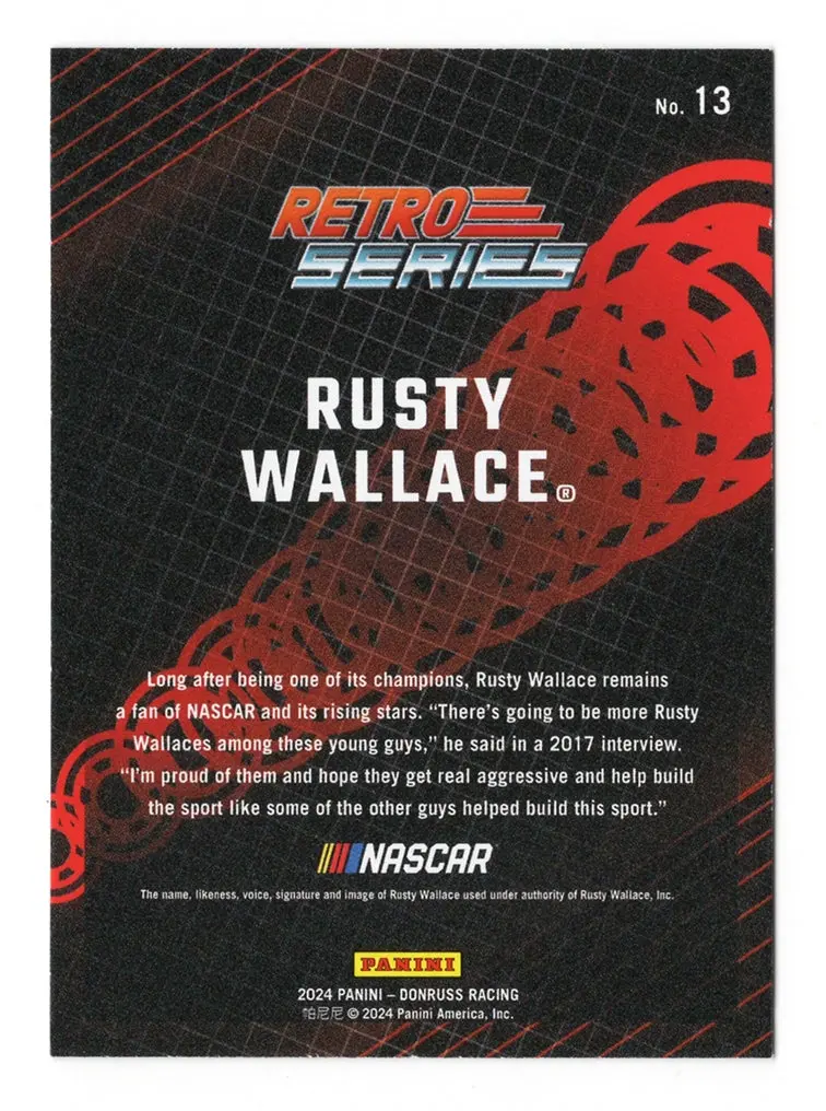 Autographed Rusty Wallace 2024 Donruss Racing Retro Series (#2 Miller Lite Team) Signed Nascar Collectible Trading Card With Coa 2