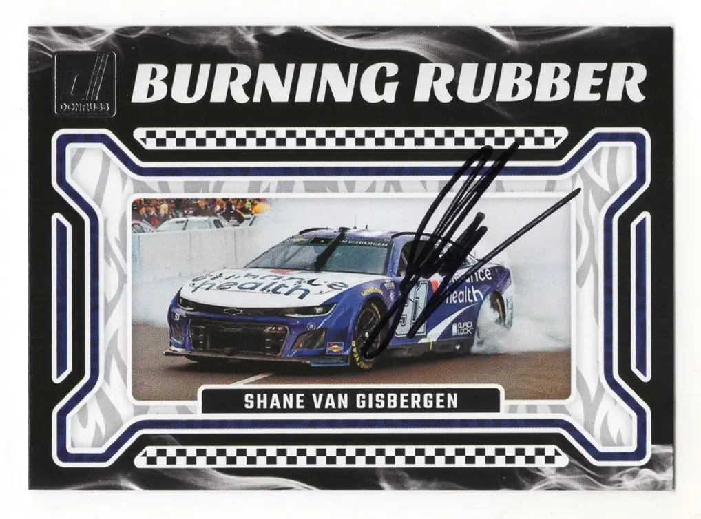 Autographed Shane Van Gisbergen 2024 Donruss Racing Burning Rubber (Chicago Street Burnout) Signed Nascar Collectible Trading Card With Coa 1