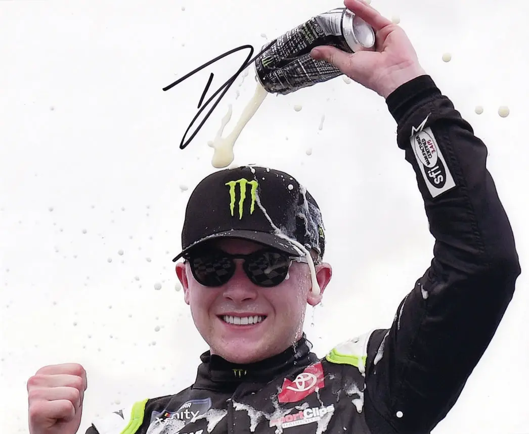 Autographed Ty Gibbs #54 Monster Racing Race Win (Victory Celebration) Signed 8X10 Inch Nascar Glossy Photo With Coa 1
