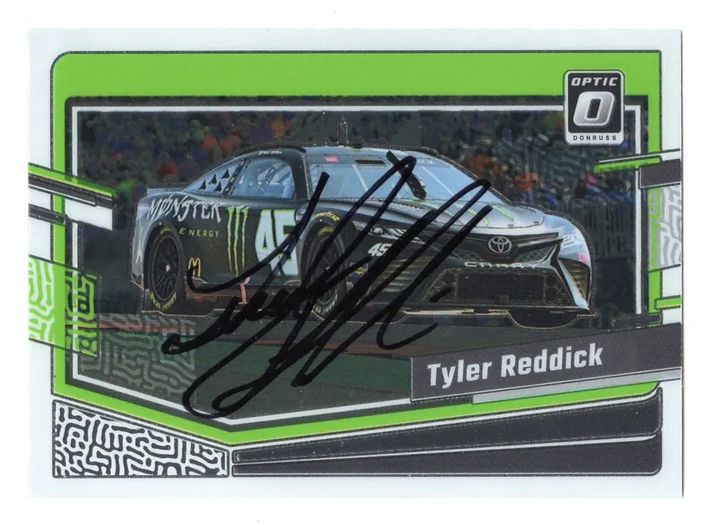 Autographed Tyler Reddick 2024 Donruss Optic Racing (#45 Monster 23Xi Car) Signed Nascar Collectible Trading Card With Coa 1