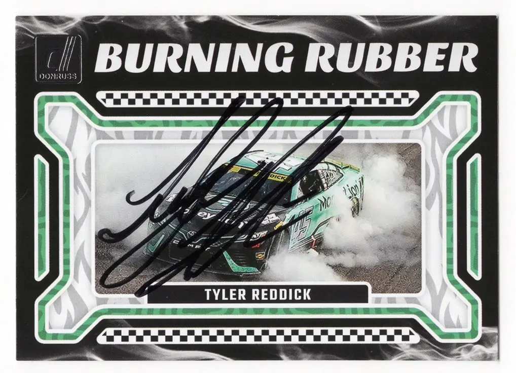 Autographed Tyler Reddick 2024 Donruss Racing Burning Rubber (Burnout) Signed Nascar Collectible Trading Card With Coa 1