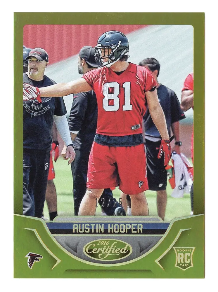Austin Hooper 2016 Panini Certified Football Gold Rookie Refractor Rare Falcons Ssp Rc Insert Trading Card #12/25 (Only 25 Made) 1