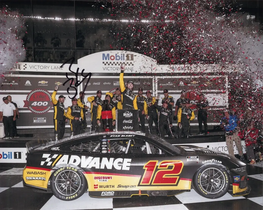 Autographed 2025 Ryan Blaney #12 Advance Auto - Daytona Night Race Win (Victory Lane) Signed 8X10 Inch Picture Nascar Glossy Photo With Coa 1