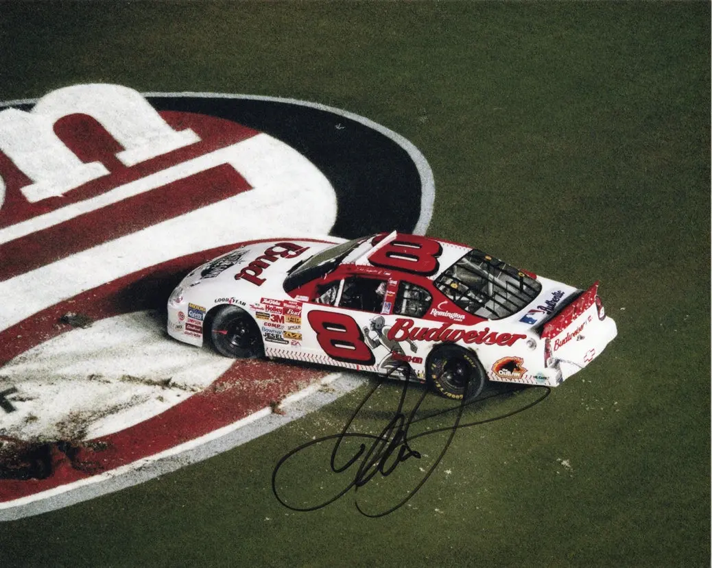 Autographed 2001 Dale Earnhardt Jr. #8 Budweiser Mlb All-Star Car - Daytona Race Win (Burnout) Signed 8X10 Inch Picture Nascar Glossy Photo With Coa 1
