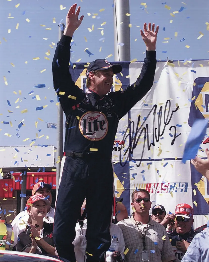 Autographed 2001 Rusty Wallace #2 Miller Lite - California Race Win (Victory Lane Confetti) Signed 8X10 Inch Picture Nascar Glossy Photo With Coa 1