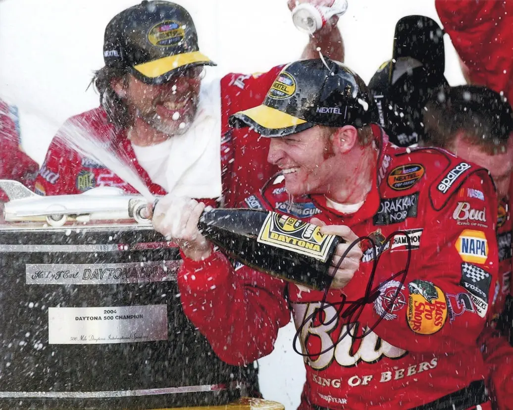 Autographed 2004 Dale Earnhardt Jr. #8 Bud Born On Date - Daytona 500 Win (Victory Lane) Signed 8X10 Inch Picture Nascar Glossy Photo With Coa 1
