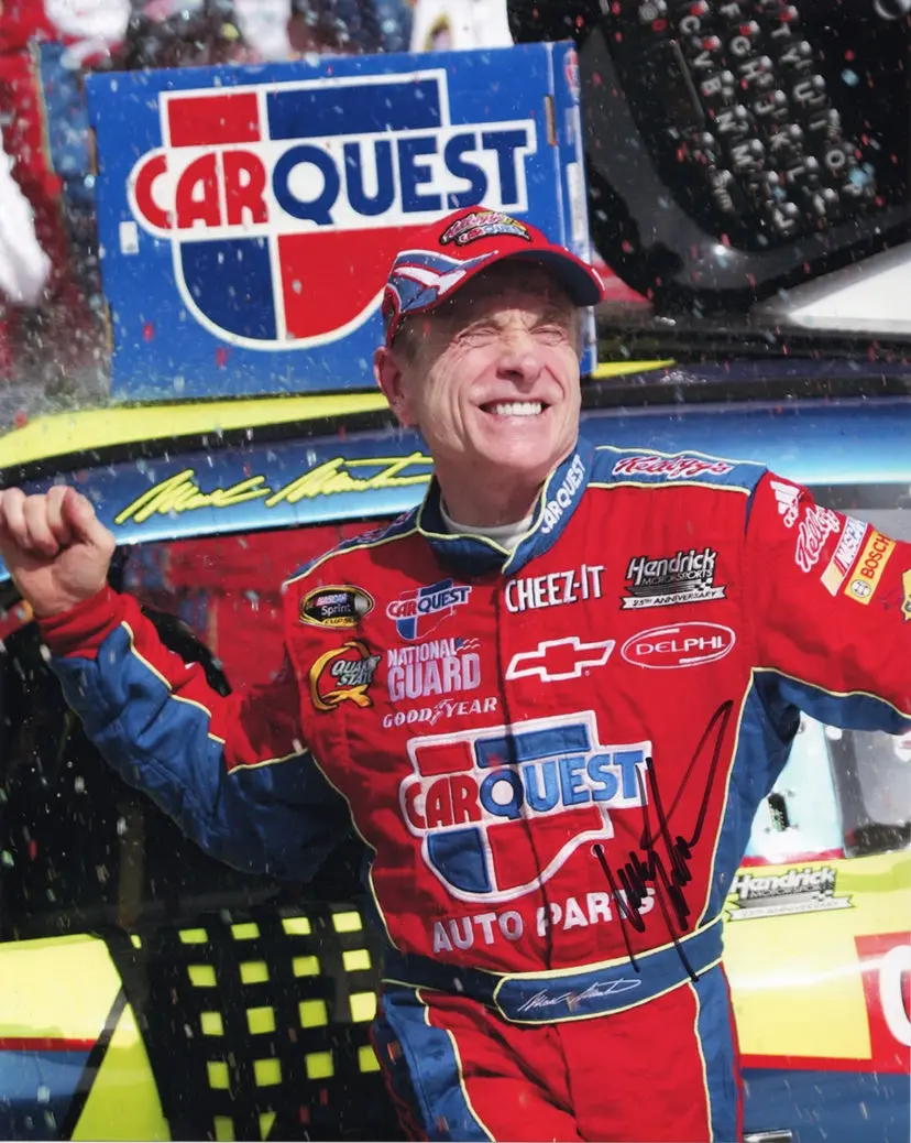 Autographed 2009 Mark Martin #5 Carquest Racing - Chicagoland Win (Victory Celebration) Signed 8X10 Inch Picture Nascar Glossy Photo With Coa 1
