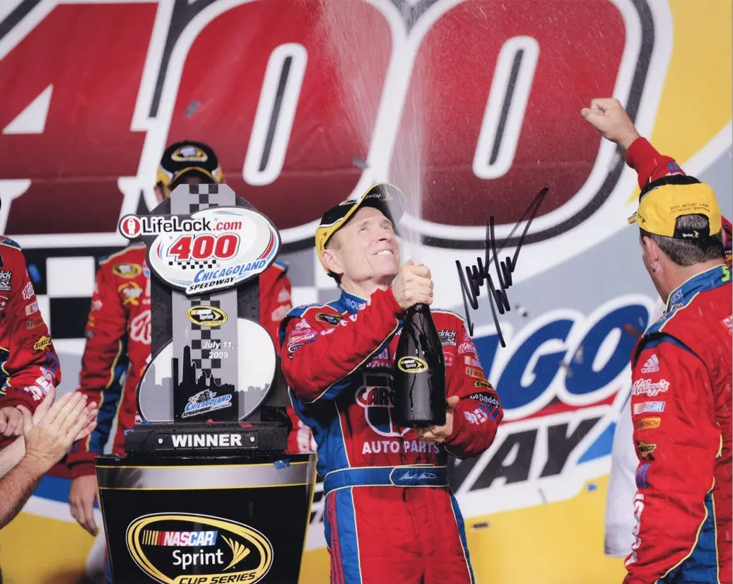 Autographed 2009 Mark Martin #5 Kelloggs Racing - Chicagoland Win (Victory Lane Trophy) Signed 8X10 Inch Picture Nascar Glossy Photo With Coa 1