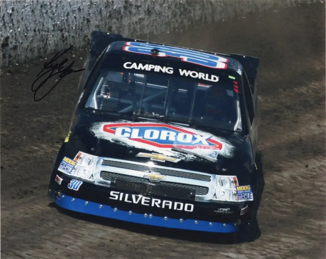 Autographed 2013 Kyle Larson #30 Clorox Silverado - El Dora Dirt Race (Truck Series) Signed 8X10 Inch Picture Nascar Glossy Photo With Coa 1