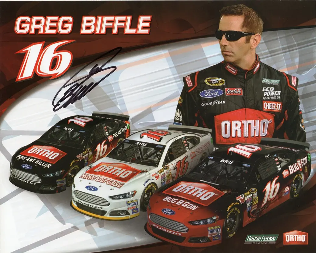 Autographed 2015 Greg Biffle #16 Roush-Fenway Racing (Official Hero Card) Signed 8X10 Inch Picture Nascar Photo With Coa 1
