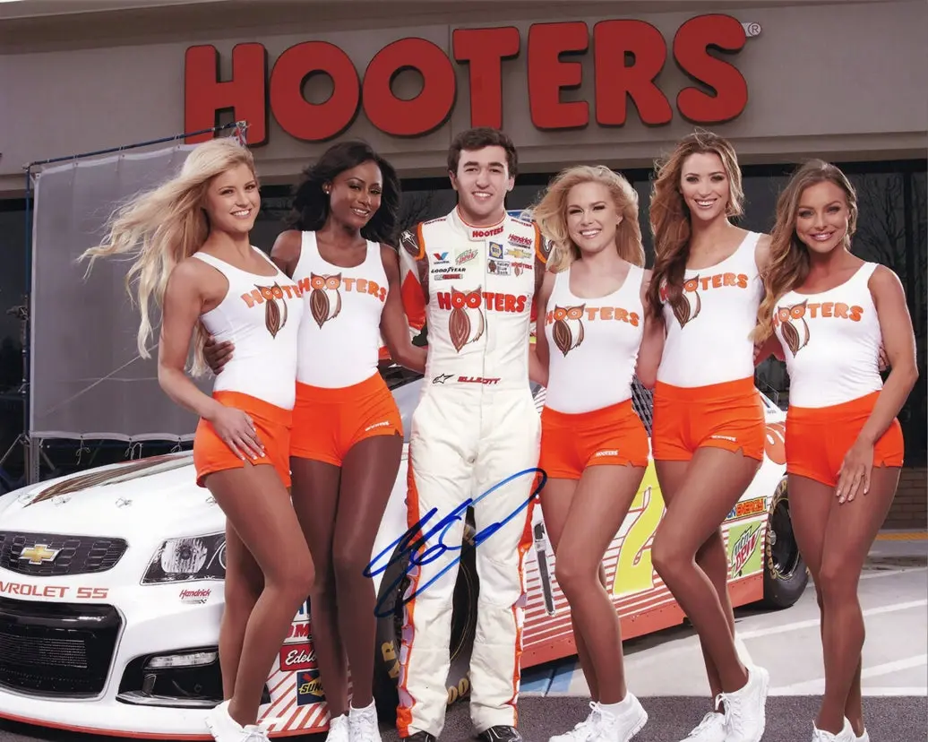 Autographed 2017 Chase Elliott #24 Hooters Racing (Hooter Girls Photoshoot) Media Day Signed 8X10 Inch Picture Nascar Glossy Photo With Coa 1