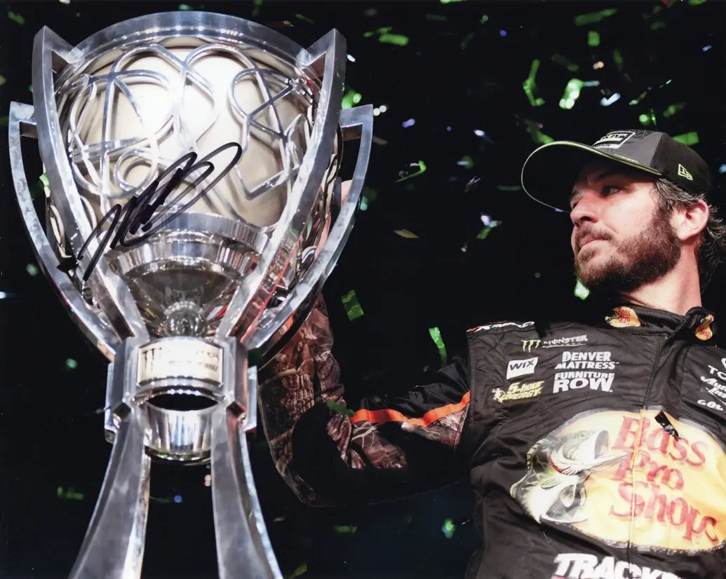 Autographed 2017 Martin Truex Jr. #78 Bass Pro Shops - Nascar Champion (Trophy) Signed 8X10 Inch Picture Nascar Glossy Photo With Coa 1