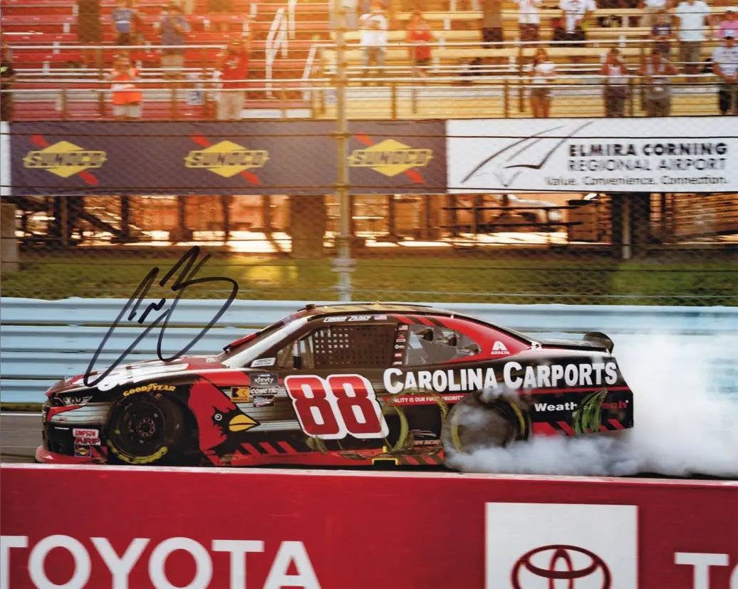 Autographed 2024 Connor Zilisch #88 Carolina Carports - Watkins Glen Race Win (Burnout) Signed 8X10 Inch Picture Nascar Glossy Photo With Coa 1