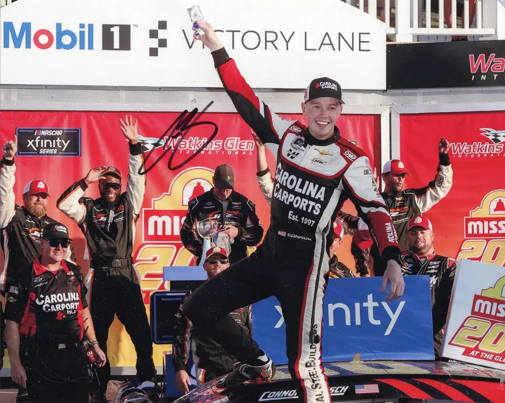 Autographed 2024 Connor Zilisch #88 Carolina Carports - Watkins Glen Race Win (Victory Lane) Signed 8X10 Inch Picture Nascar Glossy Photo With Coa 1