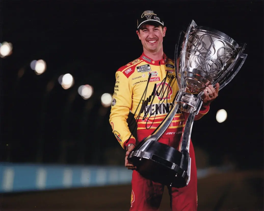 Autographed 2024 Joey Logano #22 Pennzoil Racing - Nascar Champion (Post-Race Championship Trophy) Signed 8X10 Inch Picture Nascar Glossy Photo With Coa 1