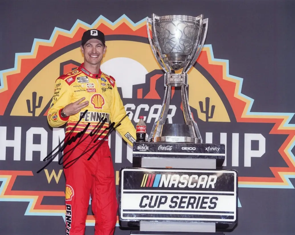 Autographed 2024 Joey Logano #22 Pennzoil Racing - Nascar Champion (Victory Lane Trophy) Signed 8X10 Inch Picture Nascar Glossy Photo With Coa 1