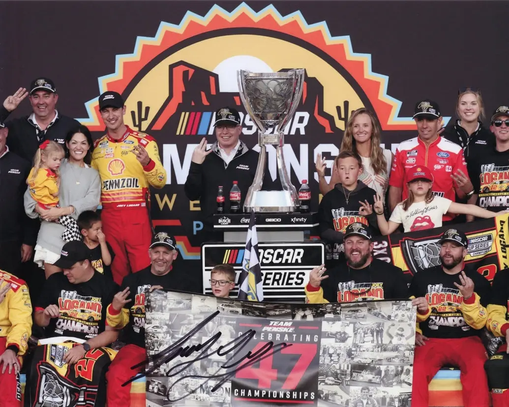 Autographed 2024 Joey Logano #22 Pennzoil Racing - Nascar Champion (Victory Lane With Team) Signed 8X10 Inch Picture Nascar Glossy Photo With Coa 1