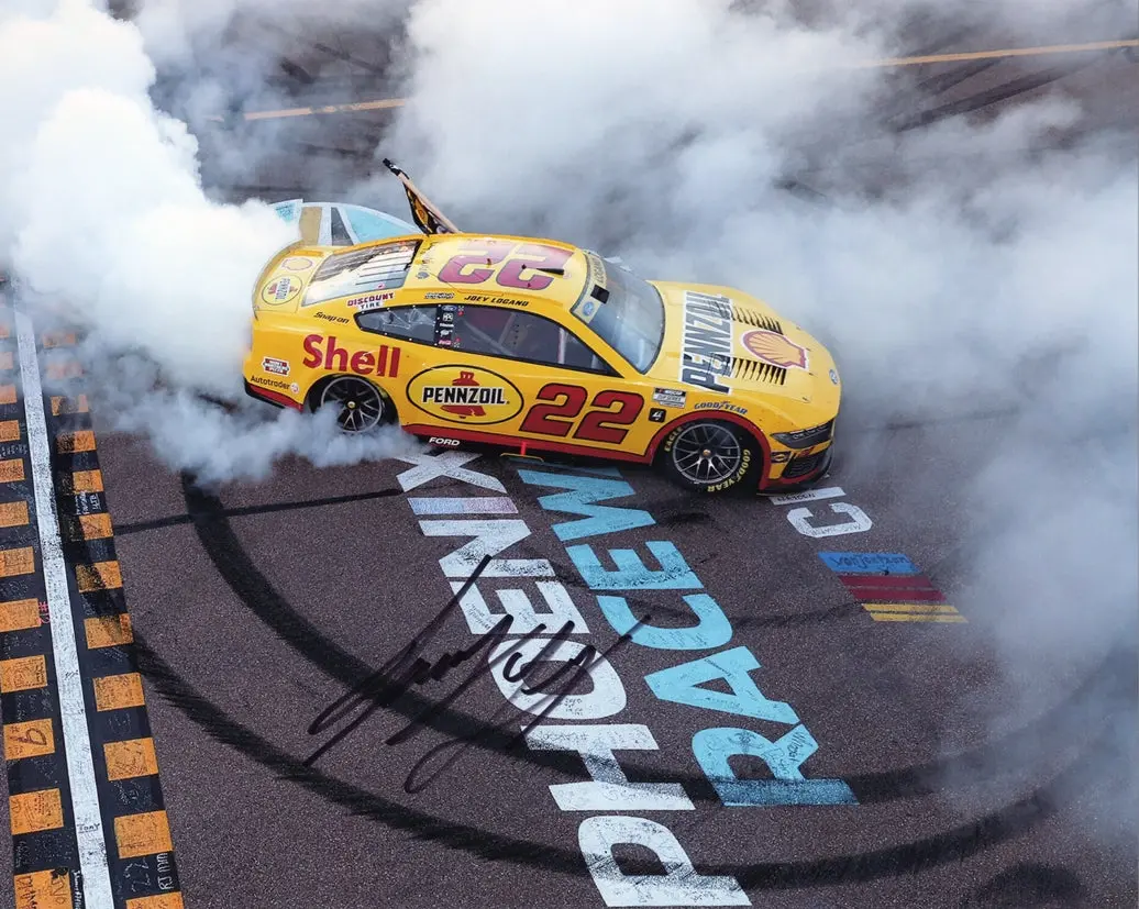 Autographed 2024 Joey Logano #22 Pennzoil Racing - Phoenix Win Burnout (Nascar Champion) Signed 8X10 Inch Picture Nascar Glossy Photo With Coa 1