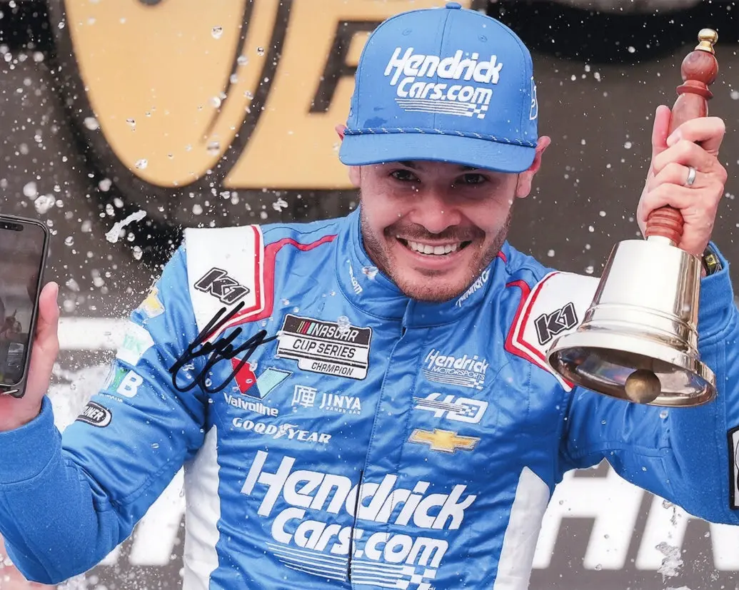 Autographed 2024 Kyle Larson #5 Hendrick Racing - Indy Brickyard Win (Victory Lane Bell) Signed 8X10 Inch Picture Nascar Glossy Photo With Coa 1