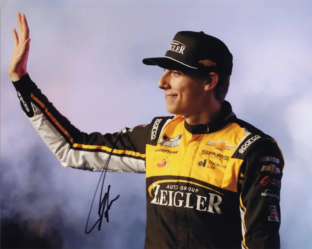 Autographed 2025 Carson Hocevar #77 Ziegler Racing - Driver Introductions (Spire Motorsports) Signed 8X10 Inch Picture Nascar Glossy Photo With Coa 1