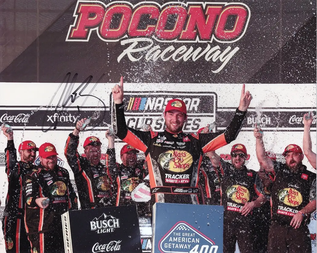 Autographed 2025 Chase Briscoe #19 Bass Pro Shops Racing - Pocono Race Win (Victory Celebration) Signed 8X10 Inch Picture Nascar Glossy Photo With Coa 1