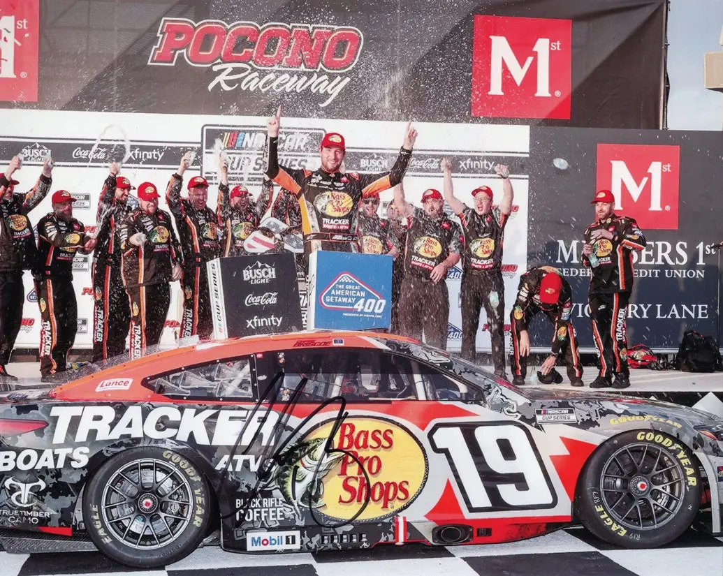 Autographed 2025 Chase Briscoe #19 Bass Pro Shops Racing - Pocono Raceway Win (Victory Lane) Signed 8X10 Inch Picture Nascar Glossy Photo With Coa 1
