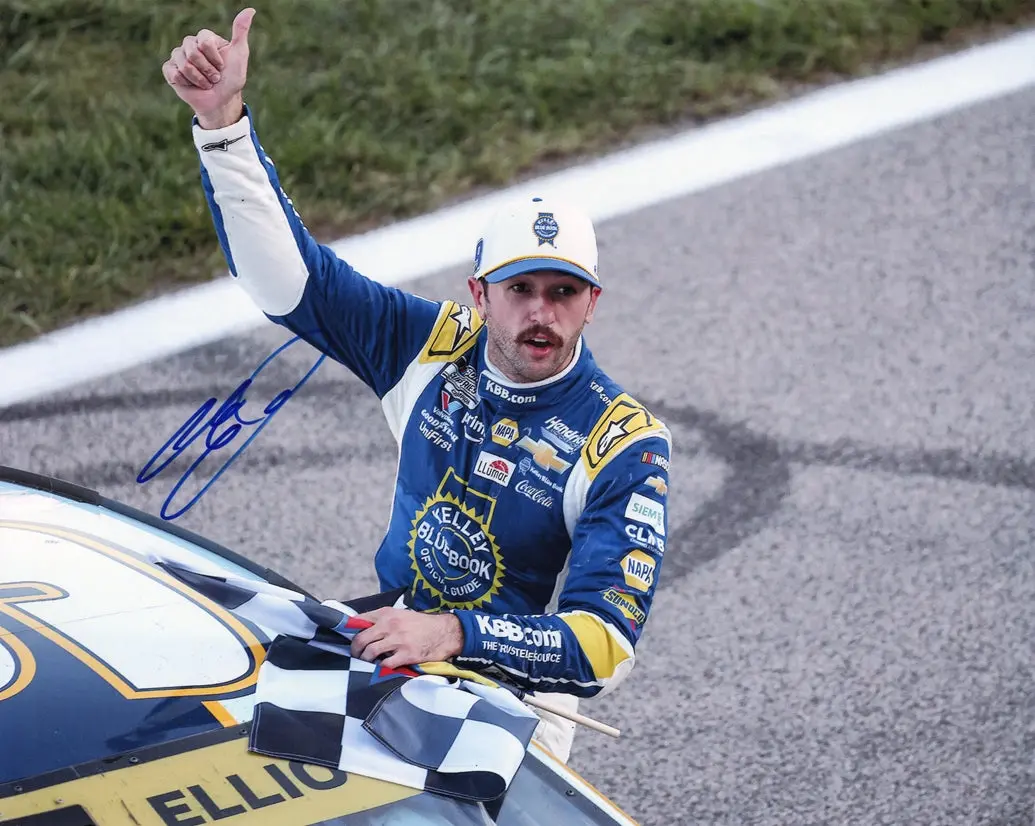 Autographed 2025 Chase Elliott #9 Kelley Blue Book - Kansas Playoff Win (Checkered Flag) Signed 8X10 Inch Picture Nascar Glossy Photo With Coa 1