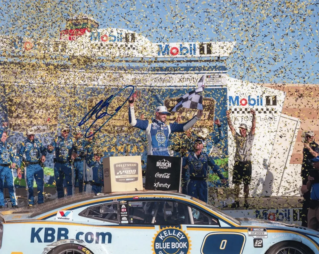 Autographed 2025 Chase Elliott #9 Kelley Blue Book - Kansas Playoff Win (Victory Lane) Signed 8X10 Inch Picture Nascar Glossy Photo With Coa 1