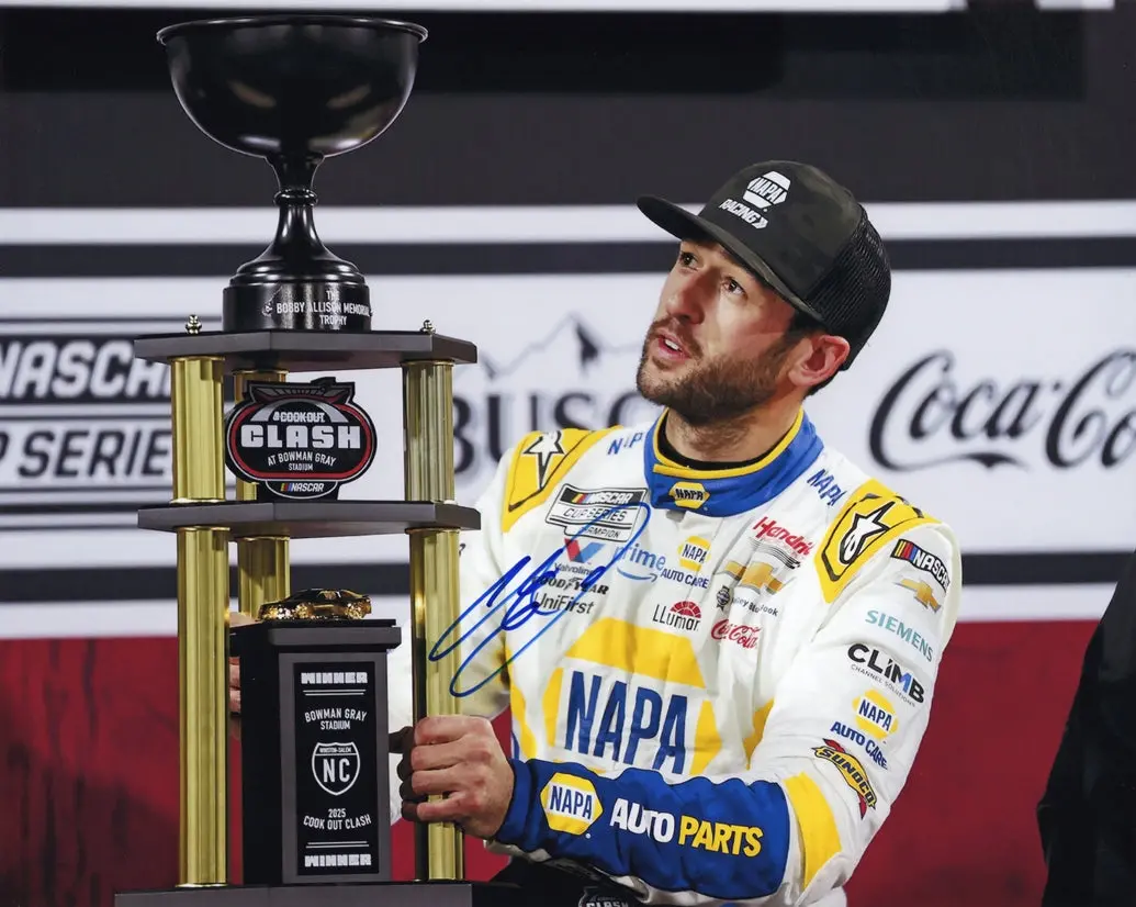 Autographed 2025 Chase Elliott #9 Napa Racing - Bowman Gray Race Win (Victory Lane Trophy) Signed 8X10 Inch Picture Nascar Glossy Photo With Coa 1