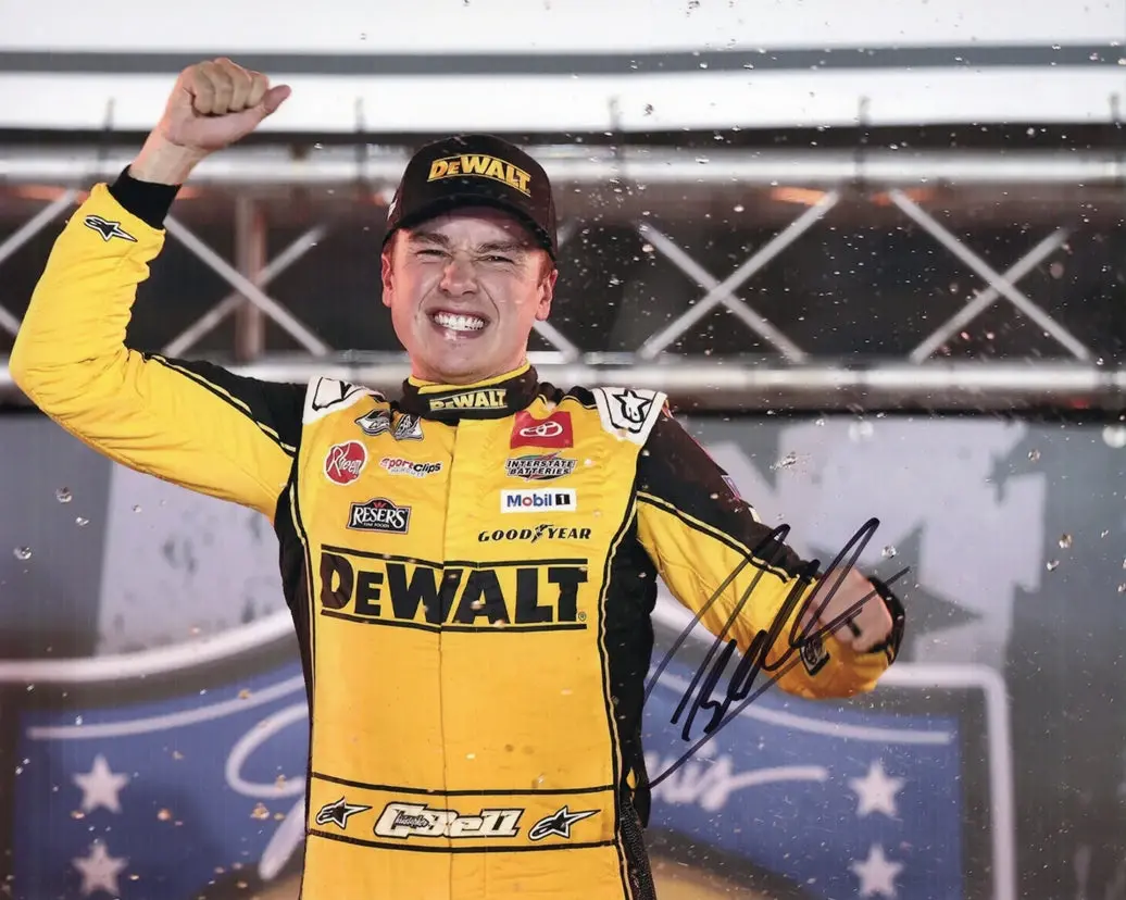 Autographed 2025 Christopher Bell #20 Dewalt Racing - Bristol Race Win (Victory Celebration) Signed 8X10 Inch Picture Nascar Glossy Photo With Coa 1