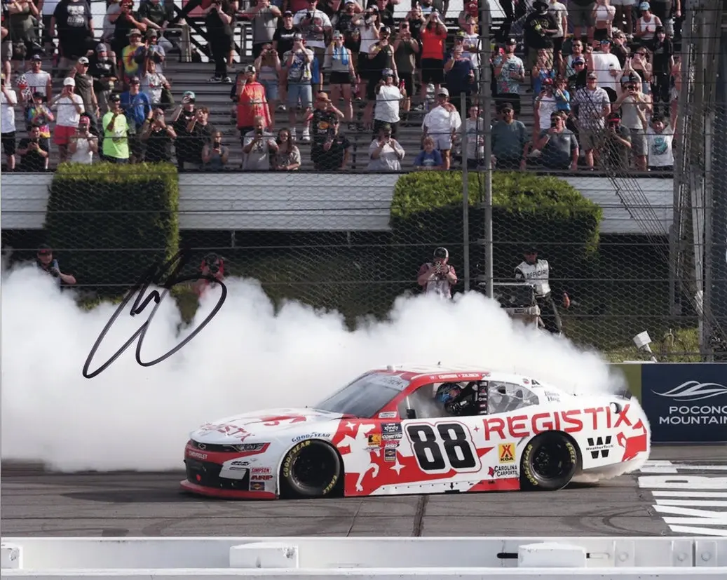 Autographed 2025 Connor Zilisch #88 Registix Racing - Pocono Race Win (Victory Burnout) Signed 8X10 Inch Picture Nascar Glossy Photo With Coa 1