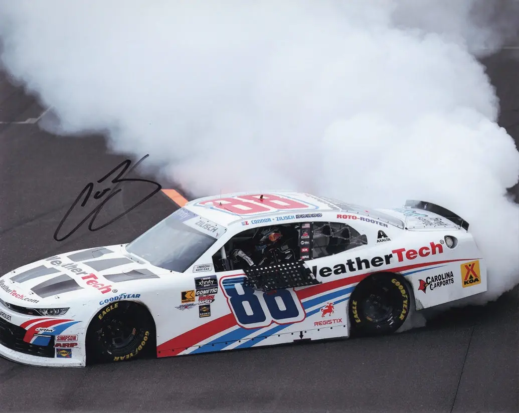 Autographed 2025 Connor Zilisch #88 Weathertech - Indy Brickyard Win (Burnout) Jr Motorsports 100 Victories Signed 8X10 Inch Picture Nascar Glossy Photo With Coa 1