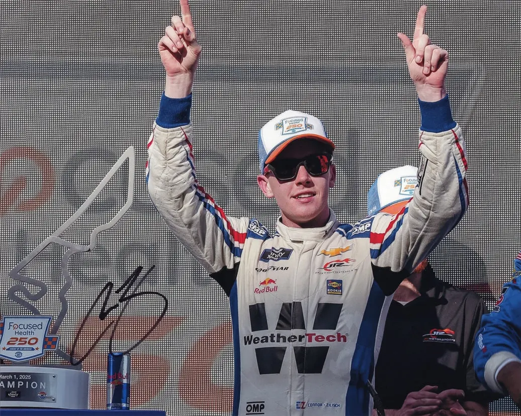 Autographed 2025 Connor Zilisch #88 Weather Tech Racing - Cota Race Win (Victory Lane) Signed 8X10 Inch Picture Nascar Glossy Photo With Coa 1