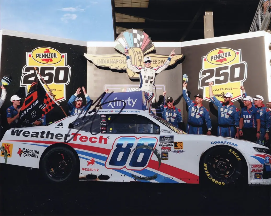 Autographed 2025 Connor Zilisch #88 Weather Tech Racing - Indy Race Win (Victory Lane) Signed 8X10 Inch Picture Nascar Glossy Photo With Coa 1