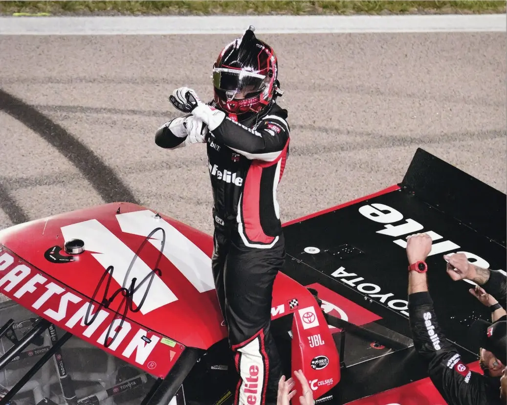 Autographed 2025 Corey Heim #11 Safelite Racing - Truck Series Win (Victory Celebration) Signed 8X10 Inch Picture Nascar Glossy Photo With Coa 1