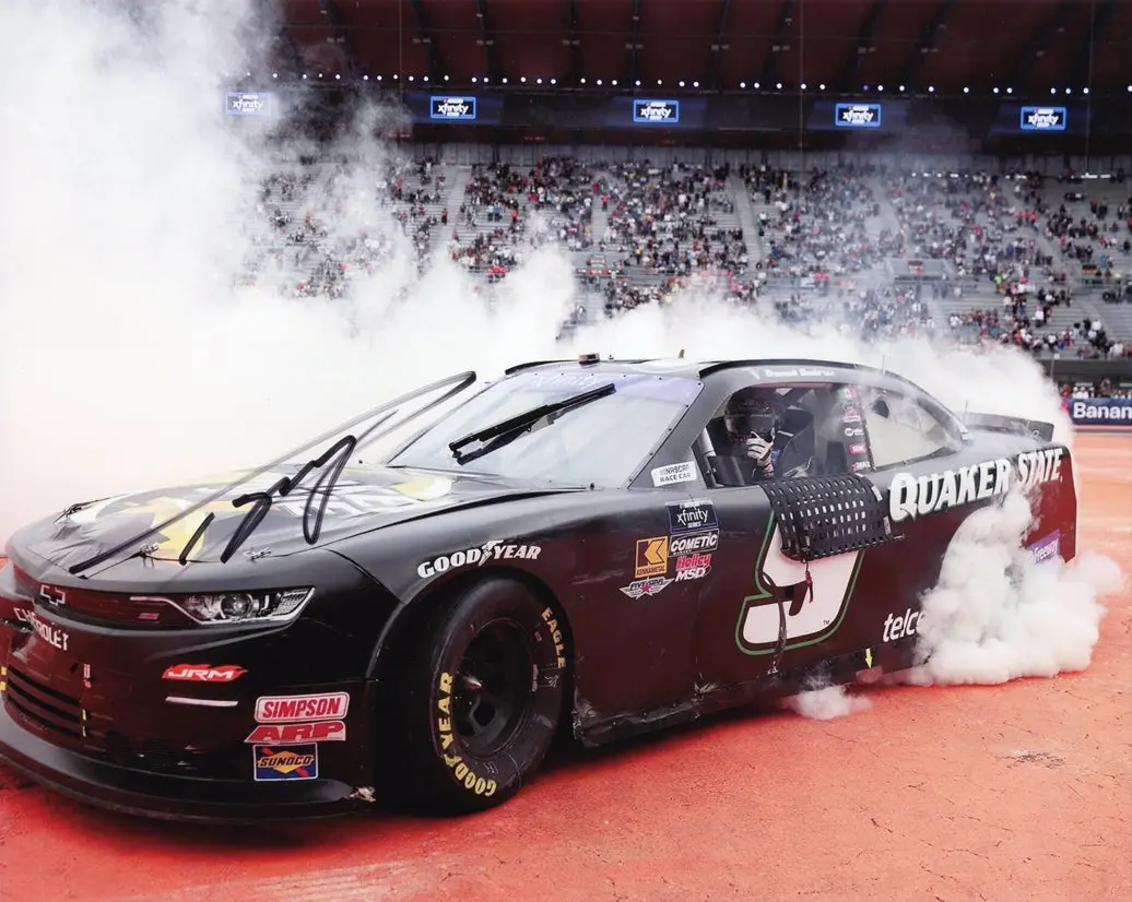 Autographed 2025 Daniel Suarez #9 Quaker State - Mexico City Race Win (Victory Burnout) Signed 8X10 Inch Picture Nascar Glossy Photo With Coa 1