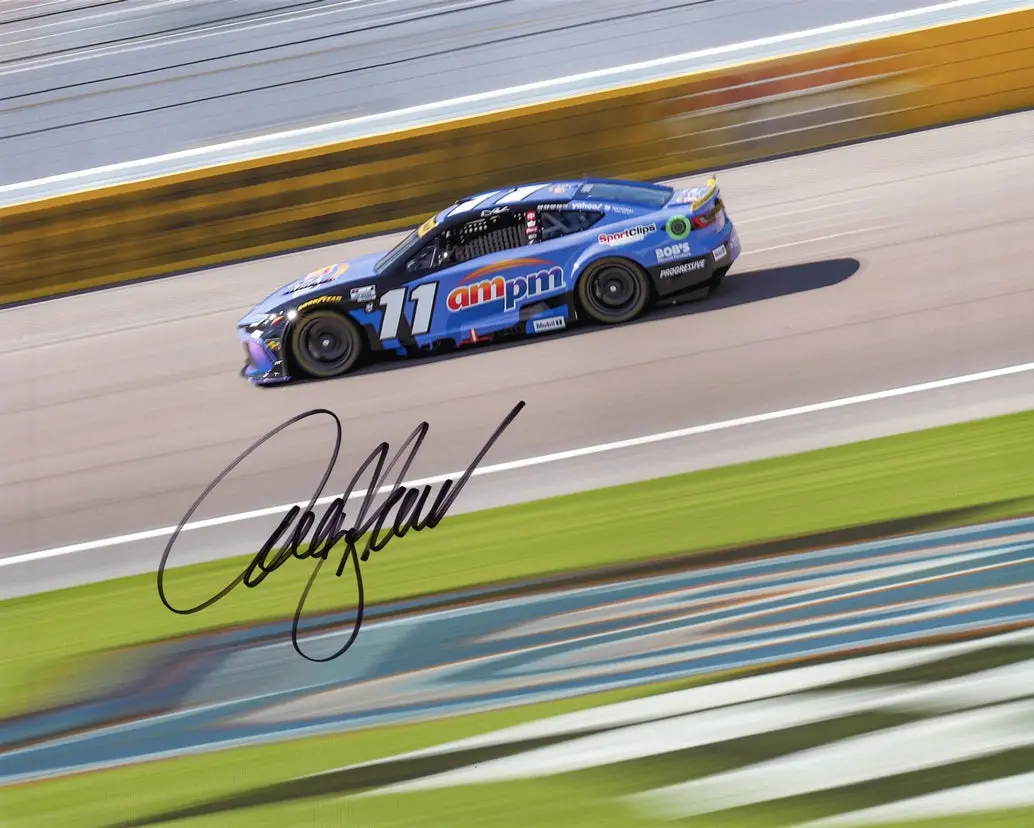 Autographed 2025 Denny Hamlin #11 Ampm - Las Vegas Race Win (On-Track Racing) Signed 8X10 Inch Picture Nascar Glossy Photo With Coa 1